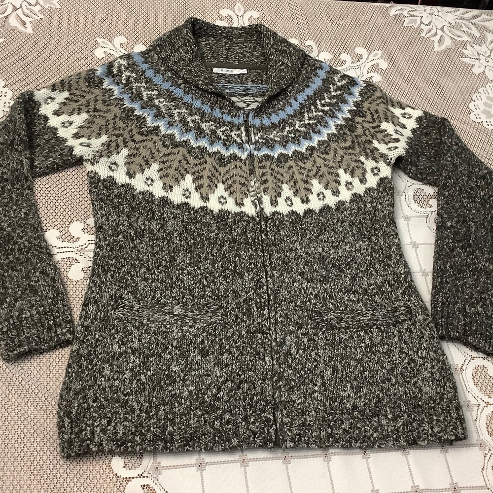 Like NEW: Gorgeous Fair-isle zip cardigan Large 36-38 bust